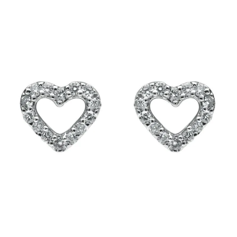 18ct White Gold 0.22ct Diamond Open Heart Stud Earrings sold by Jura Watches