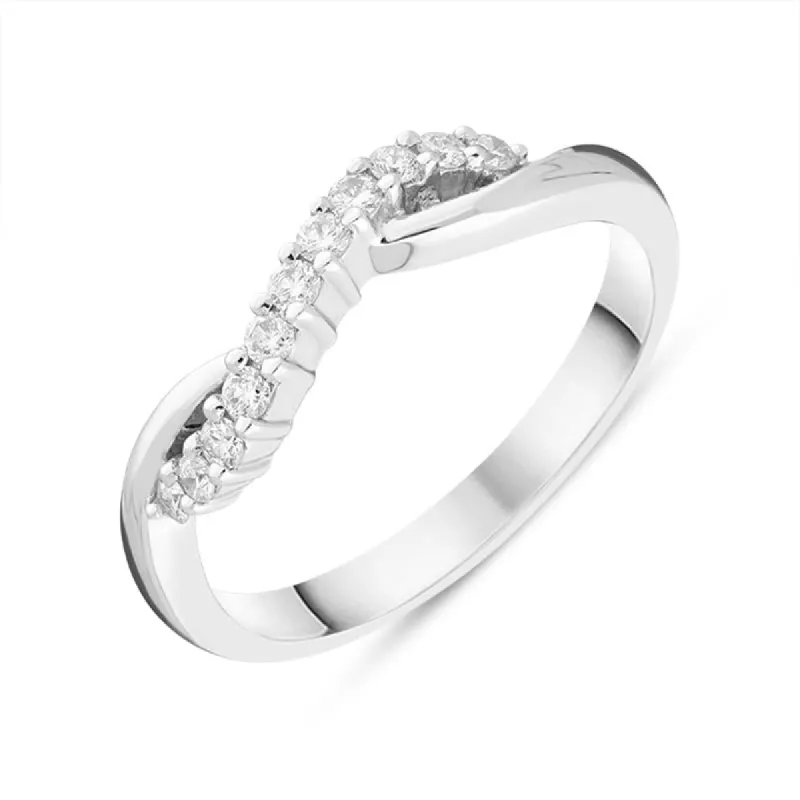 18ct White Gold 0.21ct Diamond Eleven Stone Pave Wave Ring sold by Jura Watches