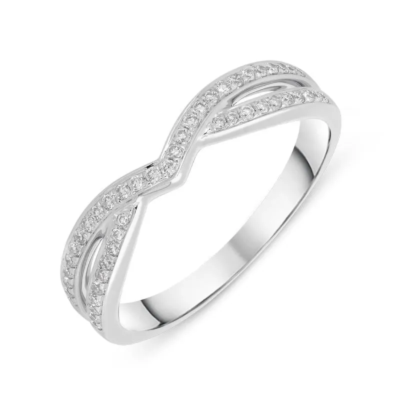 18ct White Gold 0.21ct Diamond Pave Two Row Ring sold by Jura Watches