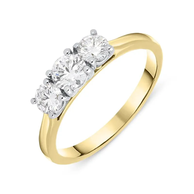 18ct Yellow Gold 0.75ct Diamond Brilliant Cut Trilogy Ring sold by Jura Watches