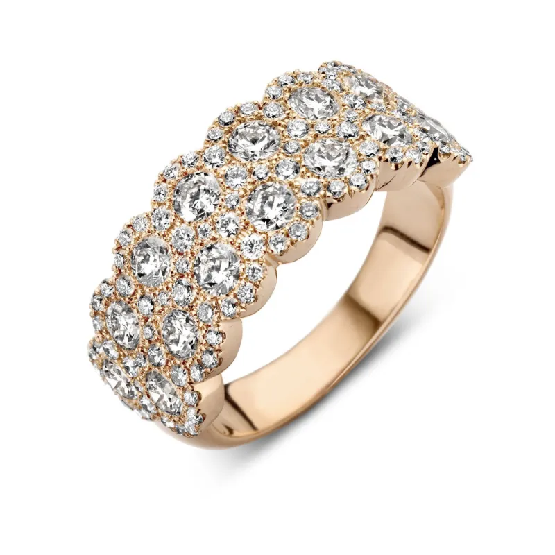 18ct Rose Gold 2.20ct Diamond Double Row Cluster Ring sold by Jura Watches