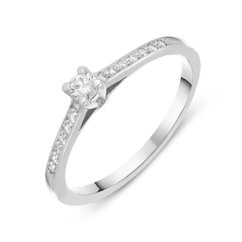 18ct White Gold 0.15ct Diamond Channel Set Solitaire Ring sold by Jura Watches