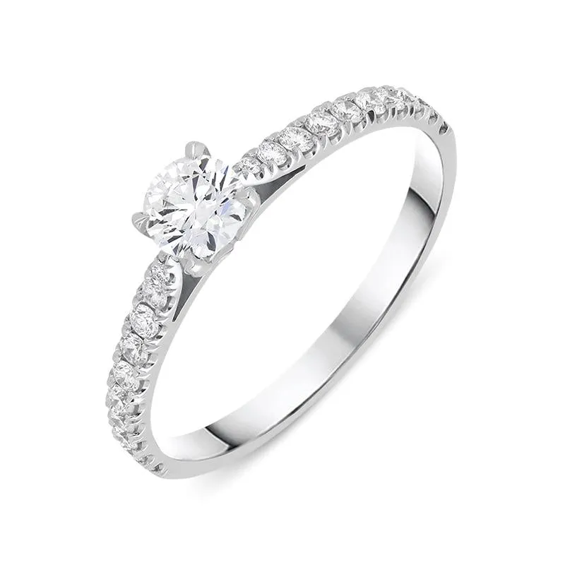 18ct White Gold 0.52ct Diamond Shoulder Certified Solitaire Ring sold by Jura Watches