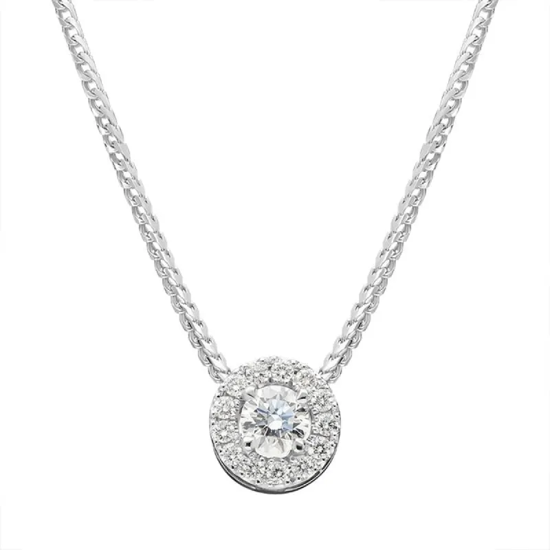 18ct White Gold 0.36ct Diamond Claw and Pave Set Round Necklace sold by Jura Watches