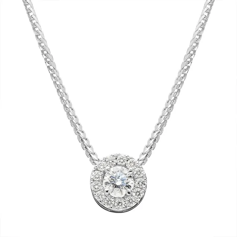 18ct White Gold 0.36ct Diamond Claw and Pave Set Round Necklace sold by Jura Watches