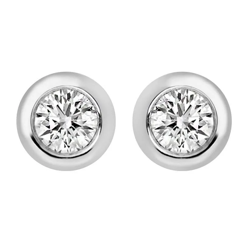 18ct White Gold 0.06ct Diamond Bezel Set Solitaire Stud Earrings sold by Jura Watches