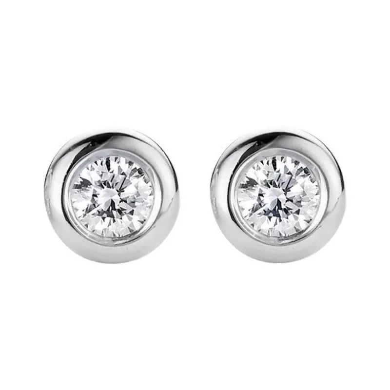 18ct White Gold 0.20ct Diamond Bezel Set Solitaire Stud Earrings sold by Jura Watches
