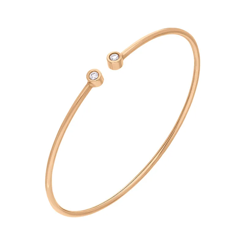 18ct Rose Gold 0.10ct Diamond Two Stone Cuff Bangle sold by Jura Watches