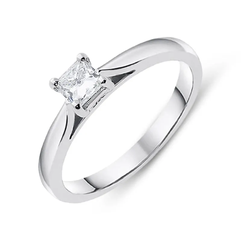 Platinum 0.34ct Diamond Princess Cut Solitaire Engagement Ring sold by Jura Watches