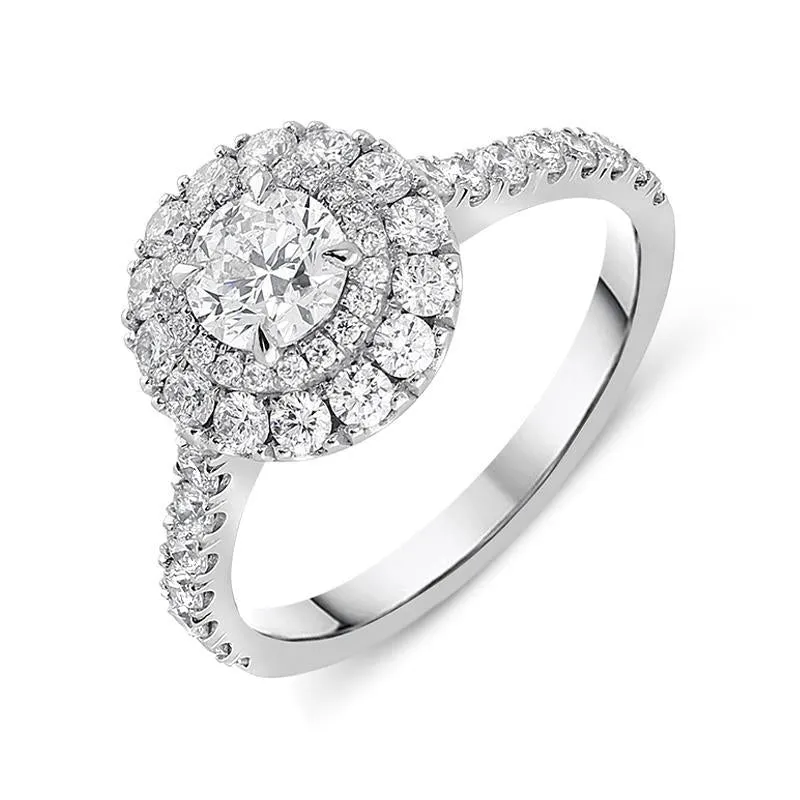 Platinum 1.27ct Diamond Double Halo Ring sold by Jura Watches