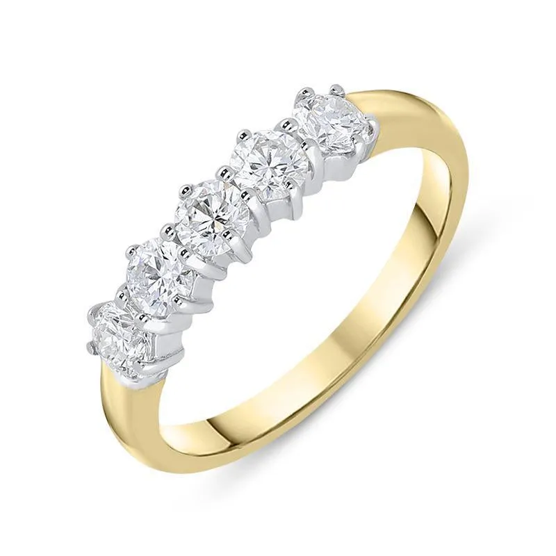 18ct Yellow Gold 0.77ct Diamond Five Stone Wedding Half Eternity Ring sold by Jura Watches