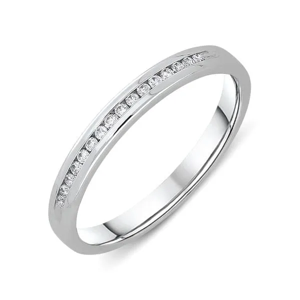 18ct White Gold 0.07ct Diamond Channel Set Wedding Half Eternity Ring sold by Jura Watches