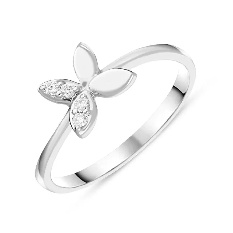 18ct White Gold 0.06ct Diamond Butterfly Ring sold by Jura Watches