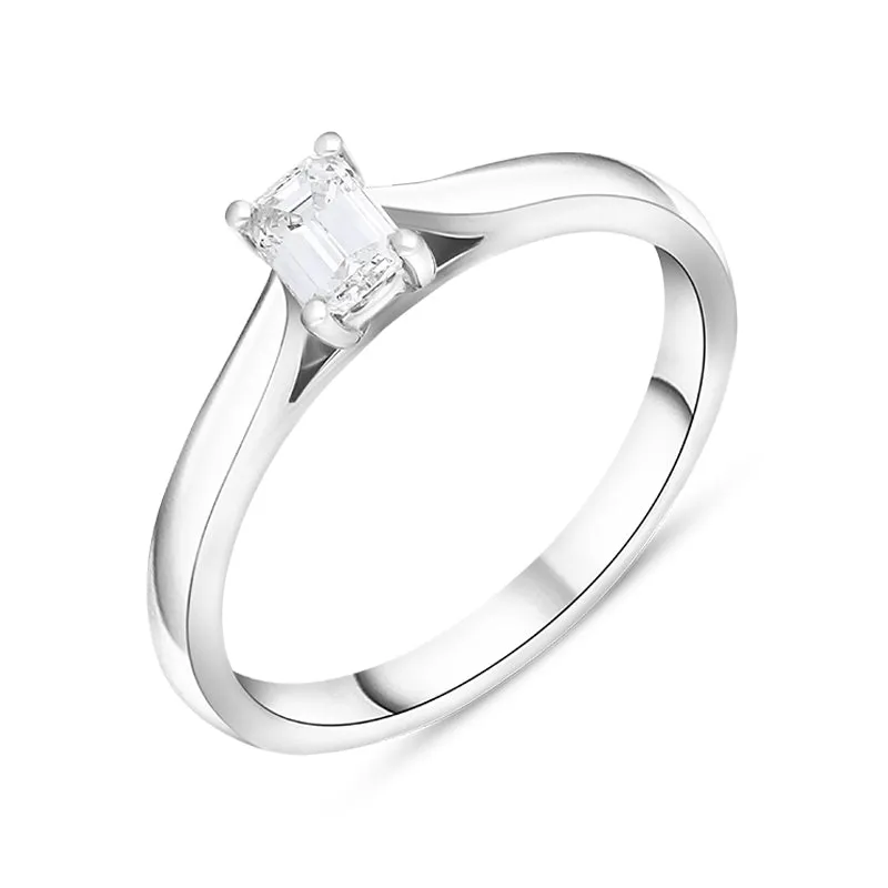 Platinum 0.36ct Diamond Emerald Cut Solitaire Ring sold by Jura Watches