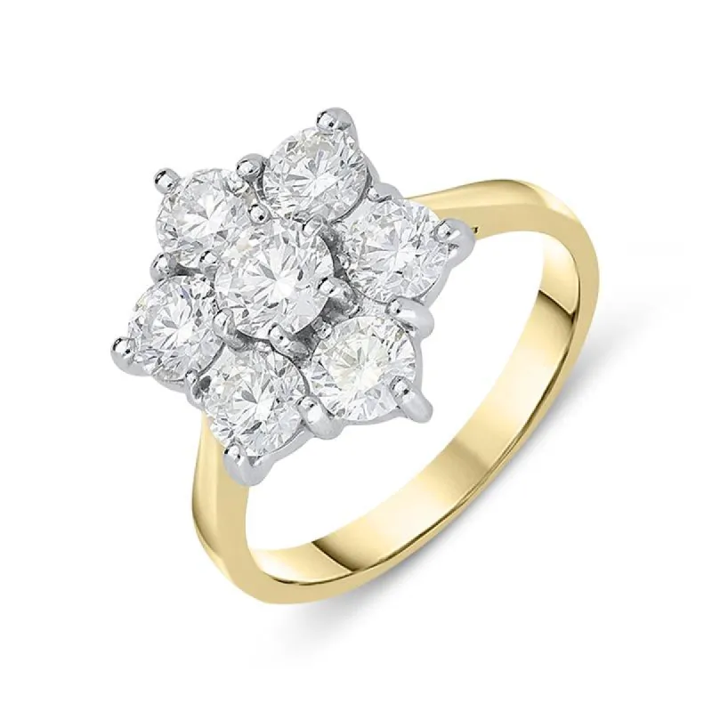 18ct Yellow Gold 2.07ct Diamond Flower Cluster Ring sold by Jura Watches