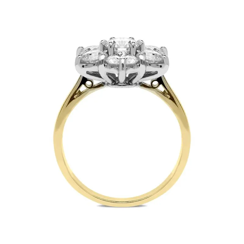 18ct Yellow Gold 2.07ct Diamond Flower Cluster Ring sold by Jura Watches product image thumbnail 2