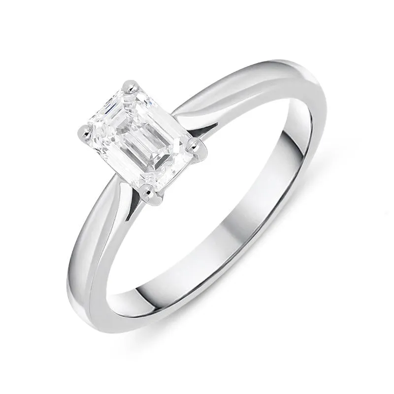 Platinum 0.70ct Diamond Emerald Cut Solitaire Ring sold by Jura Watches