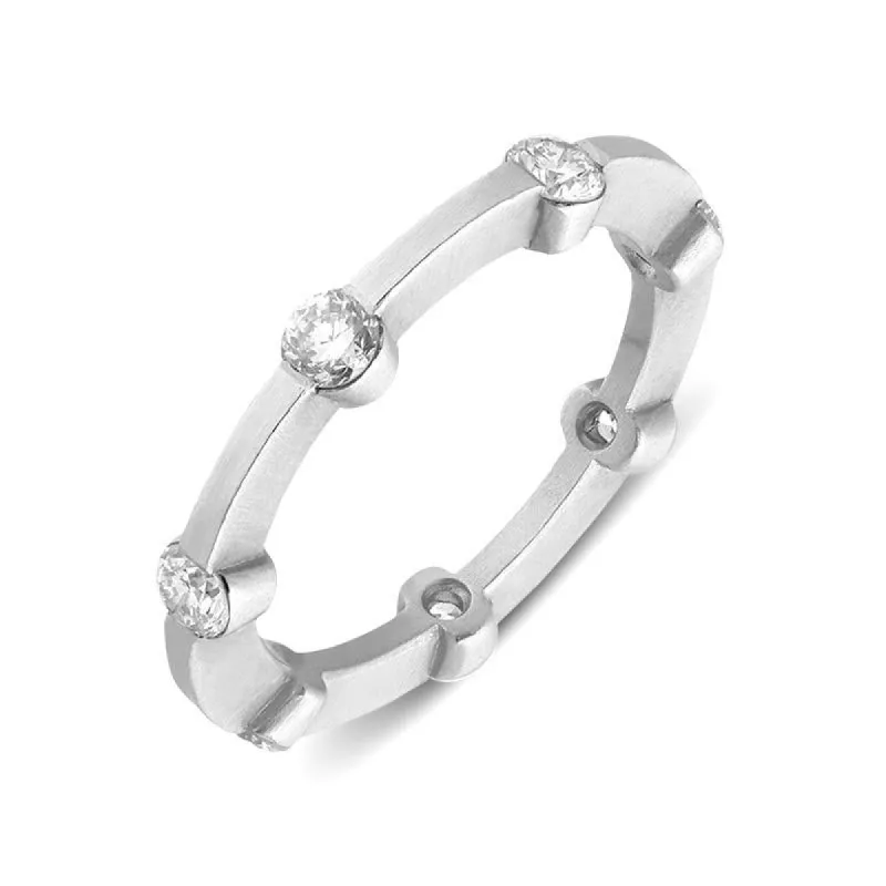 18ct Matte White Gold 0.35ct Diamond Seven Stone Eternity Ring sold by Jura Watches