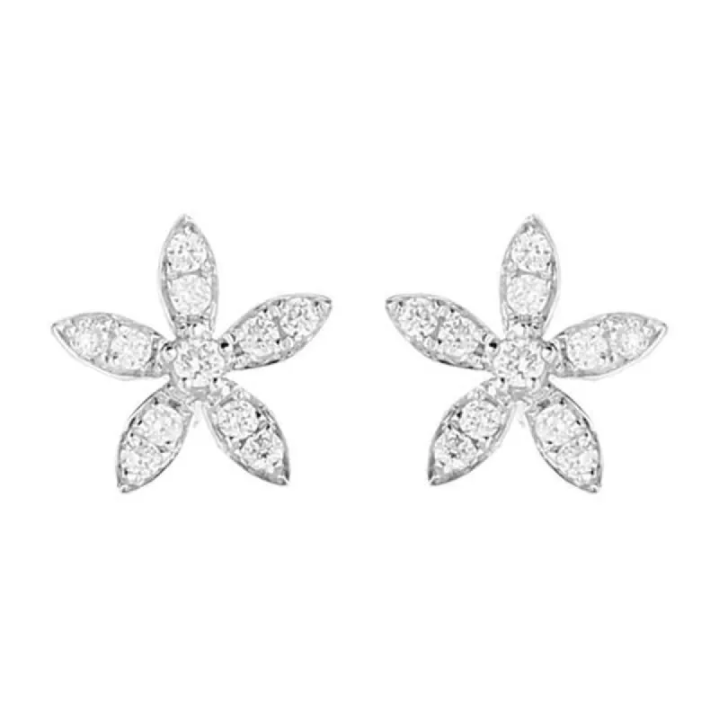 18ct White Gold 0.25ct Diamond Flower Petal Stud Earrings sold by Jura Watches