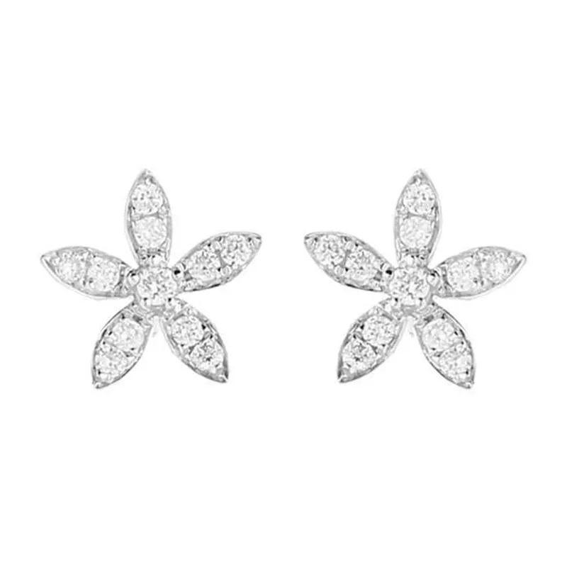 18ct White Gold 0.25ct Diamond Flower Petal Stud Earrings sold by Jura Watches