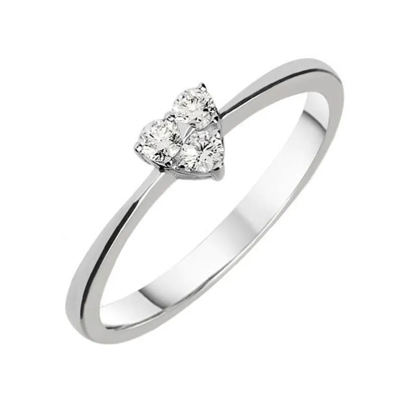 18ct White Gold 0.14ct Diamond Three Stone Heart Ring sold by Jura Watches