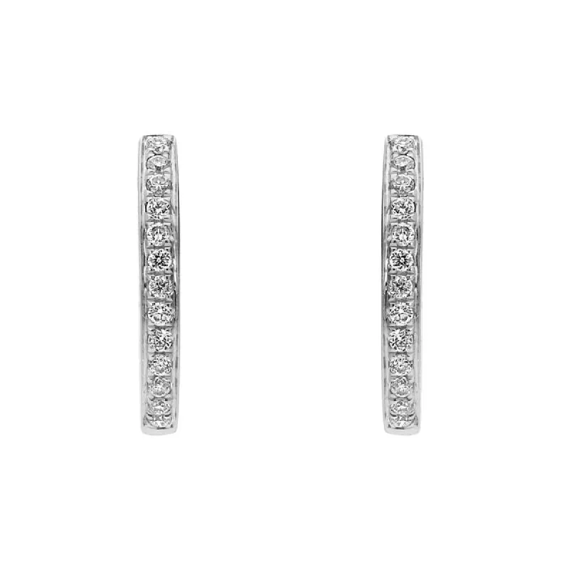 18ct White Gold Brilliant Cut 0.13ct Diamond Hoop Earrings sold by Jura Watches