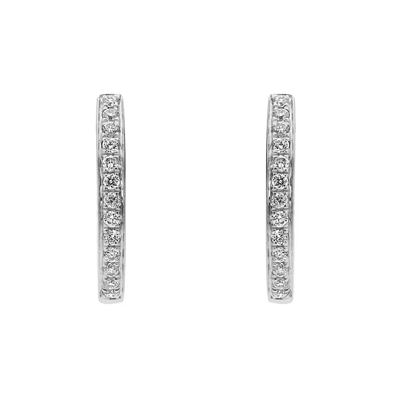 18ct White Gold Brilliant Cut 0.13ct Diamond Hoop Earrings sold by Jura Watches