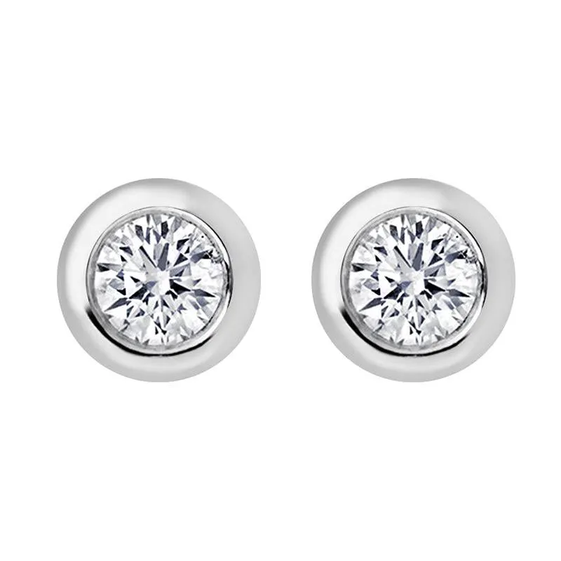 18ct White Gold 0.10ct Diamond Solitaire Stud Earrings sold by Jura Watches