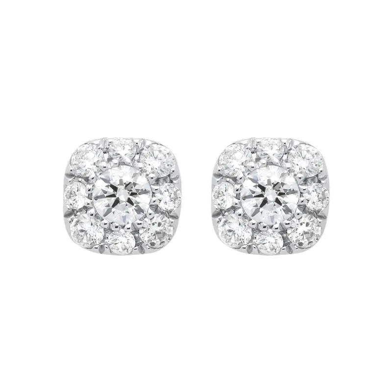 18ct White Gold 0.31ct Diamond Cushion Stud Earrings sold by Jura Watches