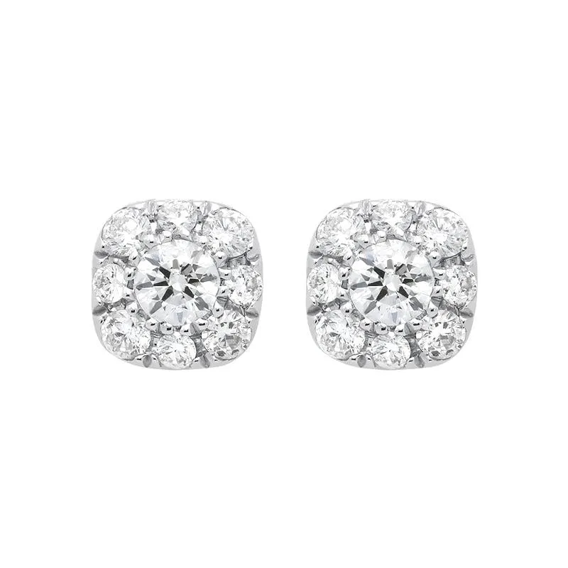 18ct White Gold 0.31ct Diamond Cushion Stud Earrings sold by Jura Watches