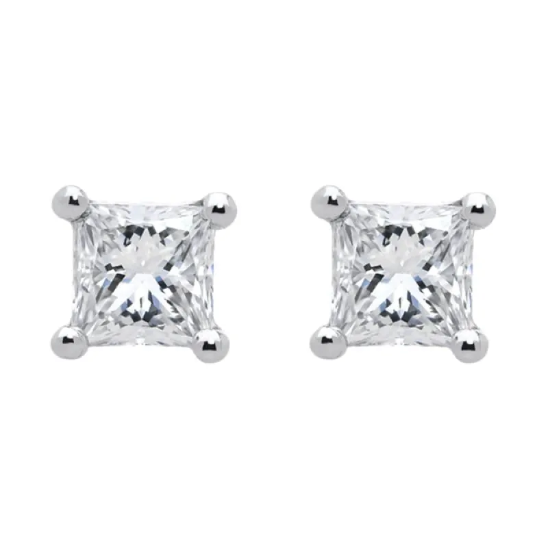 18ct White Gold Square 0.20ct Diamond Solitaire Stud Earrings sold by Jura Watches