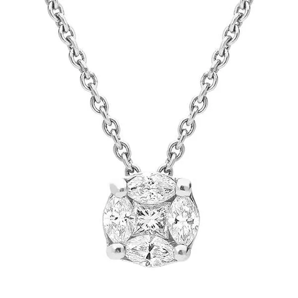 18ct White Gold 0.26ct Diamond Marquise Cut Cluster Necklace sold by Jura Watches