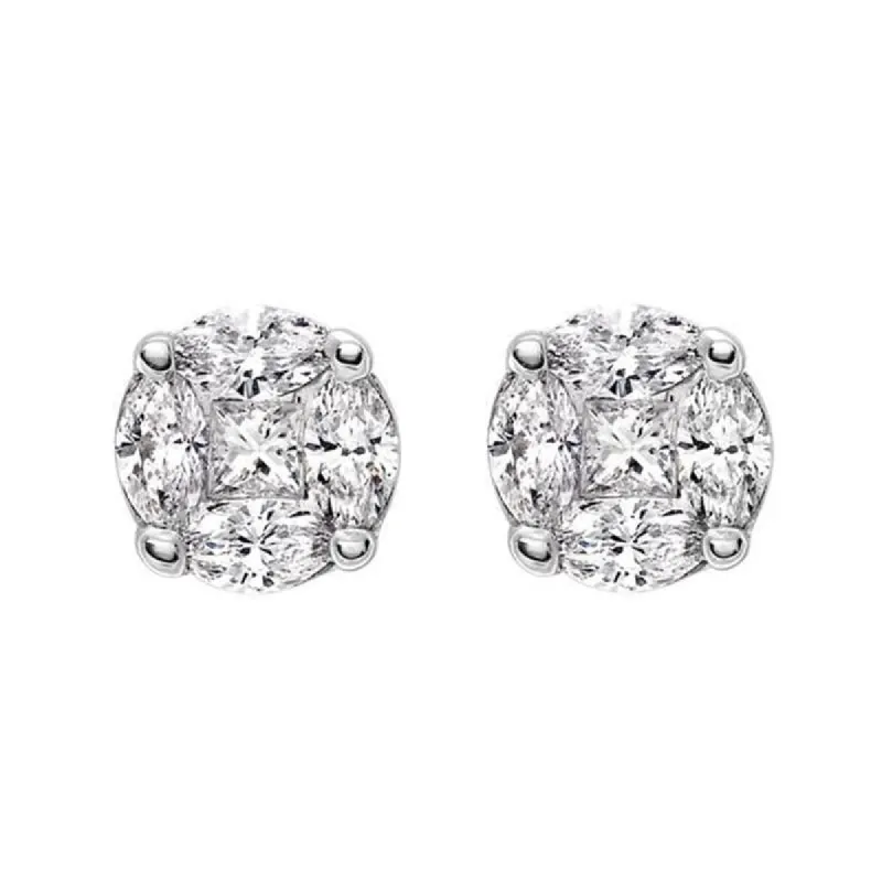 18ct White Gold 0.44ct Diamond Cluster Stud Earrings sold by Jura Watches