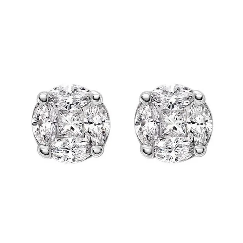 18ct White Gold 0.44ct Diamond Cluster Stud Earrings sold by Jura Watches