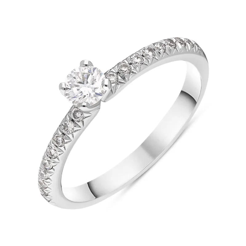 Platinum 0.42ct Diamond Shoulder Solitaire Ring sold by Jura Watches