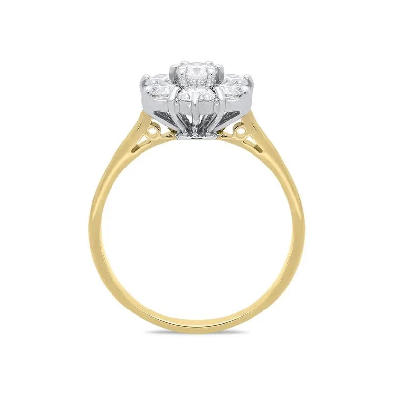 18ct Yellow Gold 0.77ct Diamond Flower Cluster Ring sold by Jura Watches product image thumbnail 2