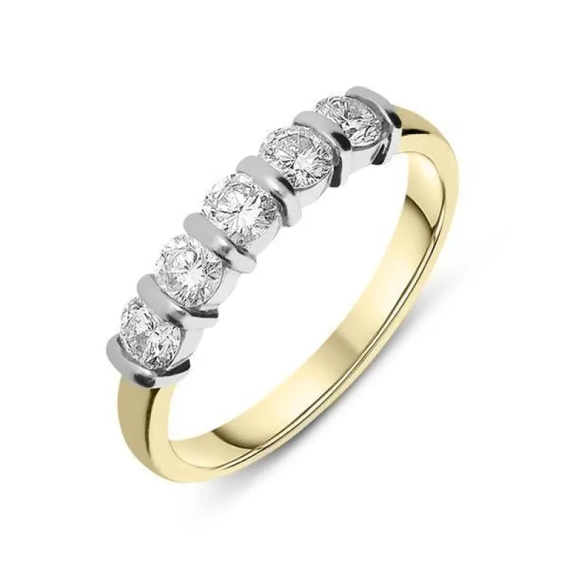 18ct Yellow Gold 0.73ct Diamond Bar Set Wedding Half Eternity Ring sold by Jura Watches