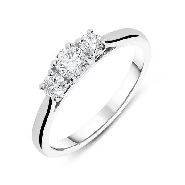18ct White Gold 0.50ct Diamond Brilliant Cut Claw Set Trilogy Ring sold by Jura Watches
