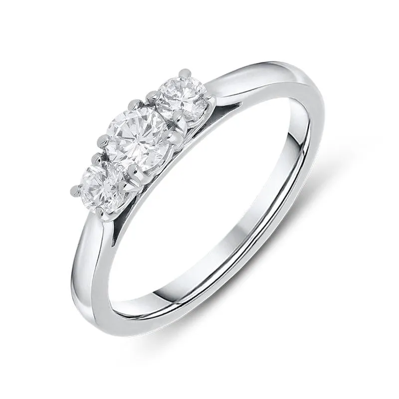 Platinum 0.52ct Diamond Brilliant Cut Trilogy Ring sold by Jura Watches