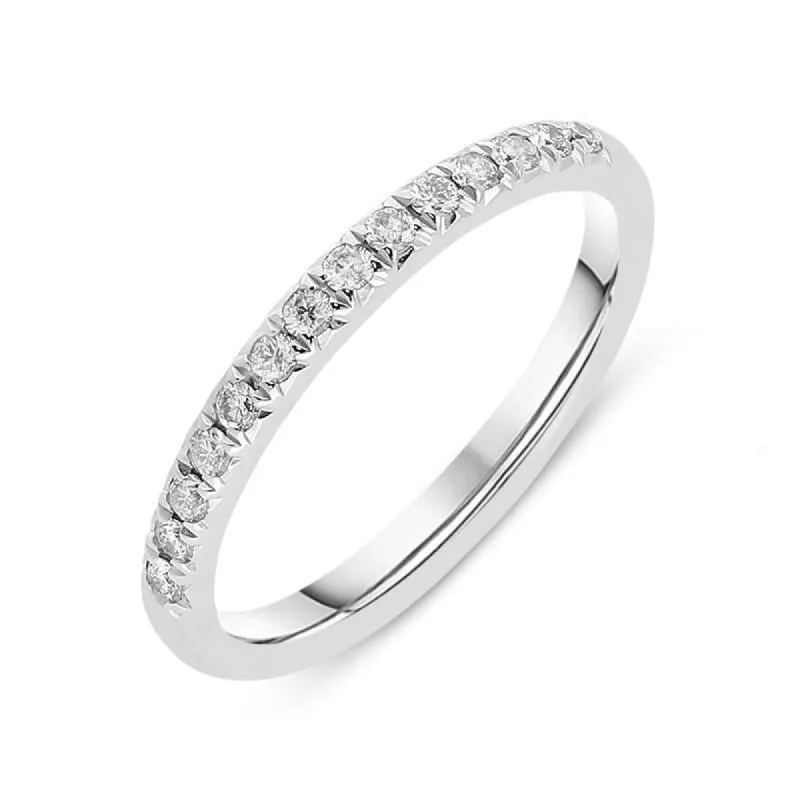 18ct White Gold 0.20ct Diamond Pave Set Wedding Half Eternity Ring sold by Jura Watches