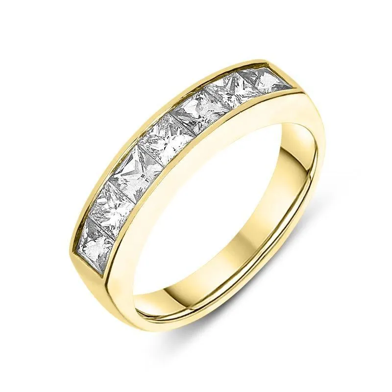 18ct Yellow Gold 0.73ct Diamond Princess Cut Channel Set Wedding Half Eternity Ring sold by Jura Watches