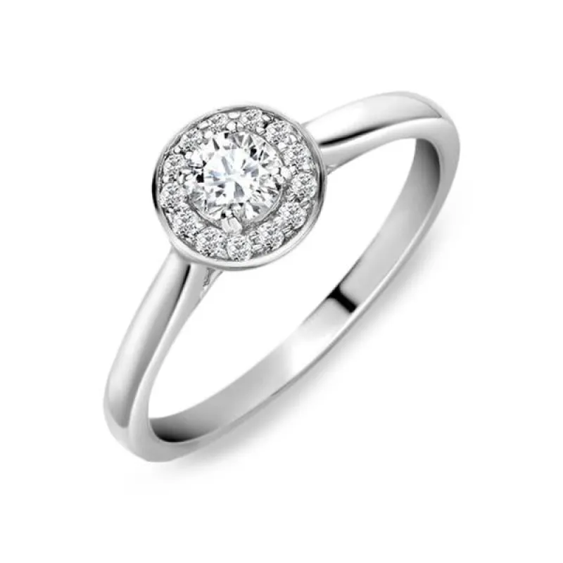 18ct White Gold 0.31ct Diamond Vintage Halo Cluster Ring sold by Jura Watches