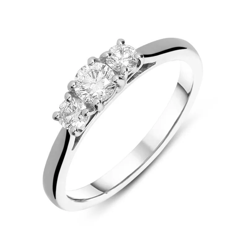 18ct White Gold 0.75ct Diamond Trilogy Ring sold by Jura Watches