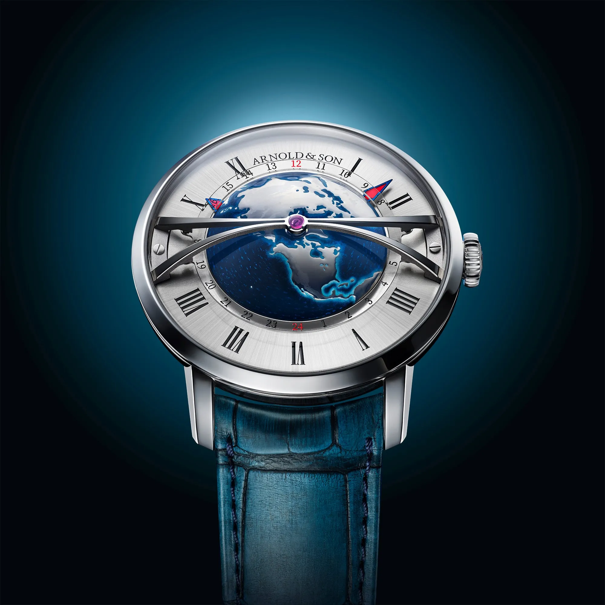 Arnold & Son Globetrotter Steel Opaline Limited Edition sold by Jura Watches product image thumbnail 3