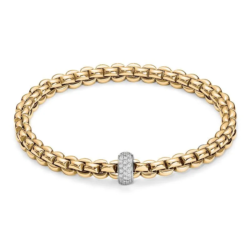Fope Flex'It Eka 18ct Yellow Gold 0.37ct Diamond Bracelet sold by Jura Watches