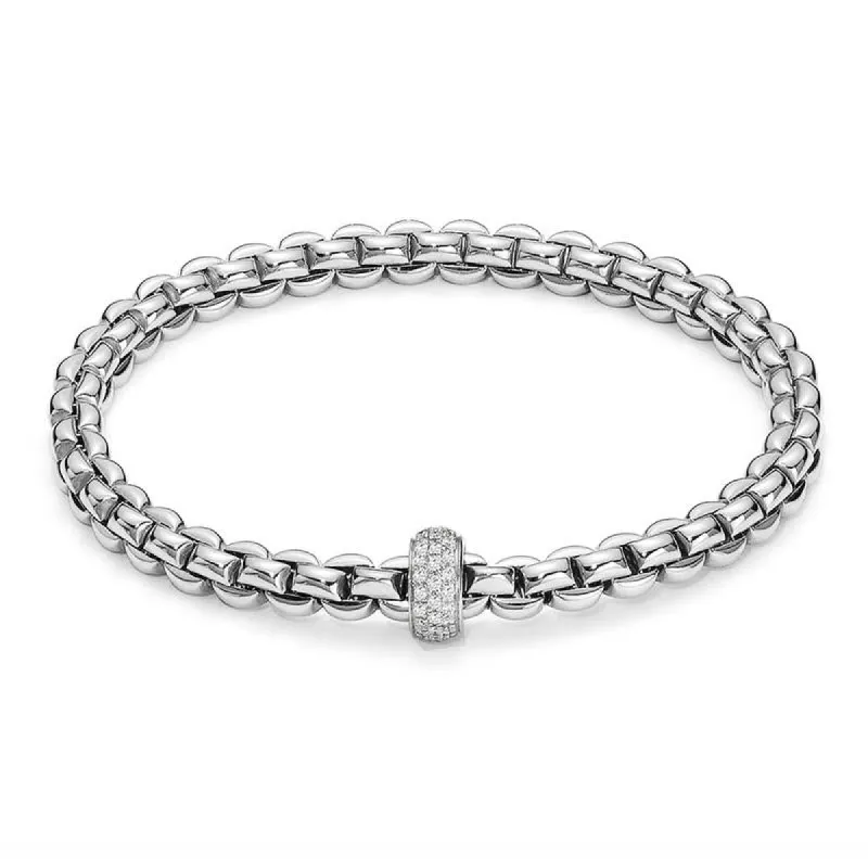 Fope Flex'It Eka 18ct White Gold 0.37ct Diamond Bracelet sold by Jura Watches