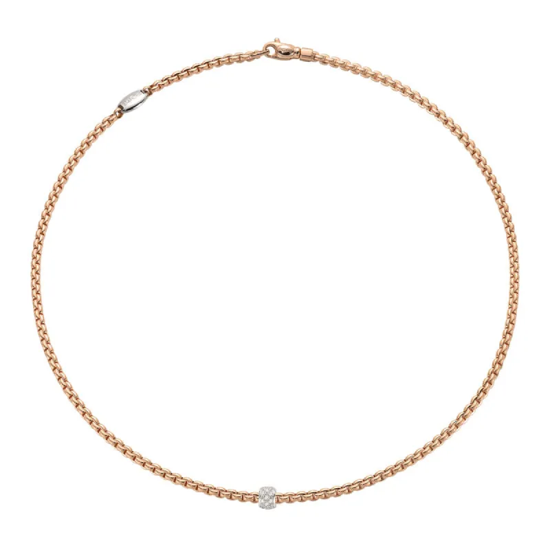 Fope Eka Tiny 18ct Rose Gold 0.07ct Diamond Necklace sold by Jura Watches