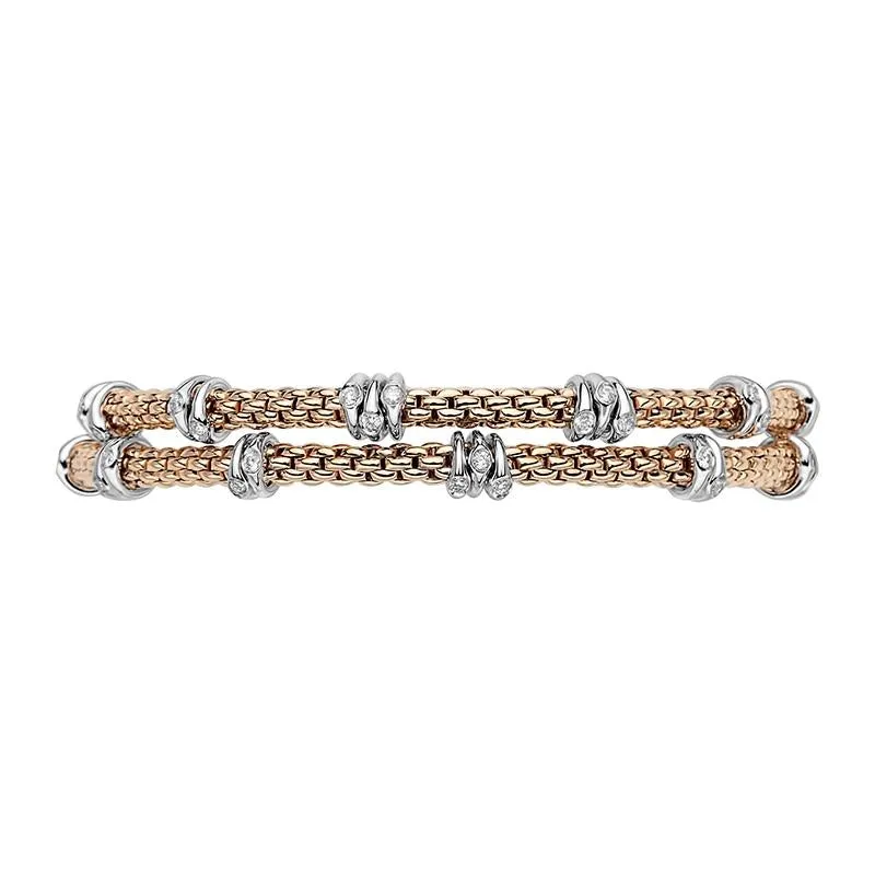 Fope Flex'it Prima 18ct Rose Gold 0.37ct Diamond Two Row Bracelet sold by Jura Watches product image thumbnail 4