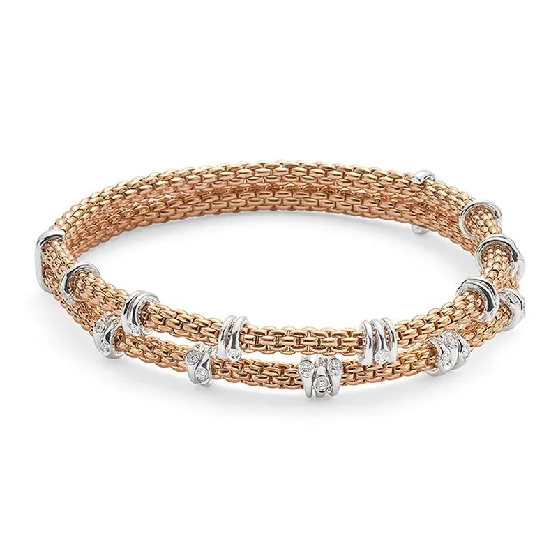 Fope Flex'it Prima 18ct Rose Gold 0.37ct Diamond Two Row Bracelet sold by Jura Watches