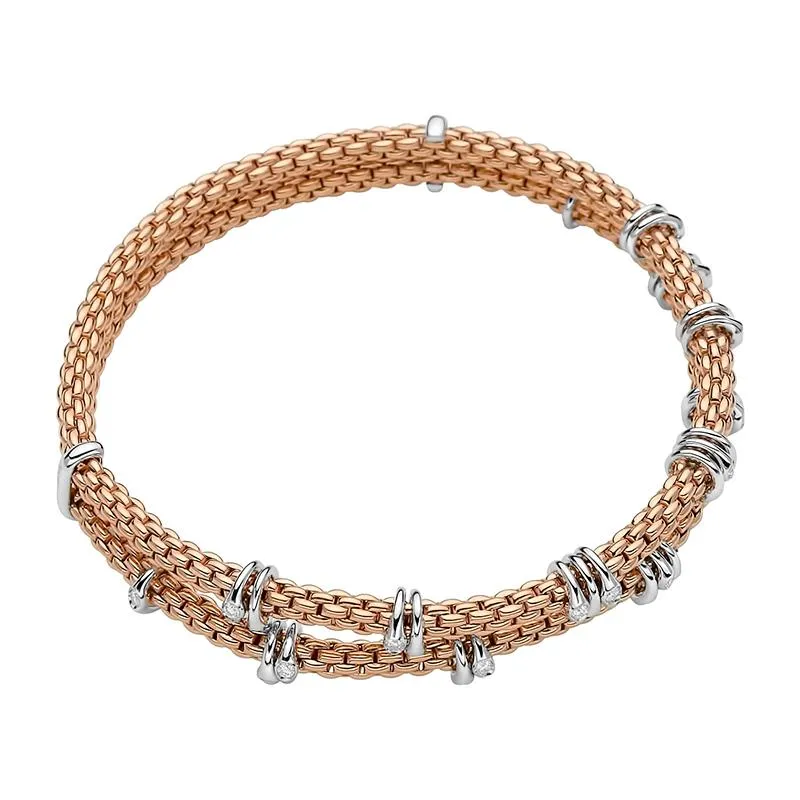 Fope Flex'it Prima 18ct Rose Gold 0.37ct Diamond Two Row Bracelet sold by Jura Watches product image thumbnail 3
